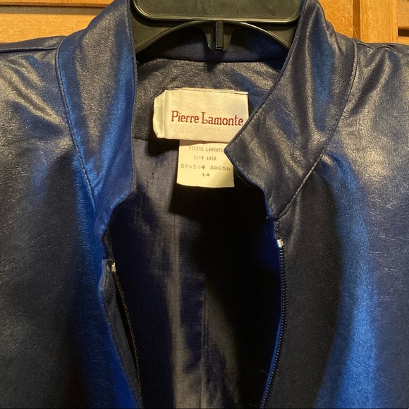 Vintage Pierre Lamonte Navy Blue Shinny Jacket - Picture 6 of 12